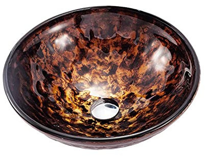 CUTPOIY Bathroom Sinks Washbasin Tempered Glass Vessl Sink Hand-Painted Countertop Washbasin Bathroom Furniture Art Basin Bathroom (A One Size)