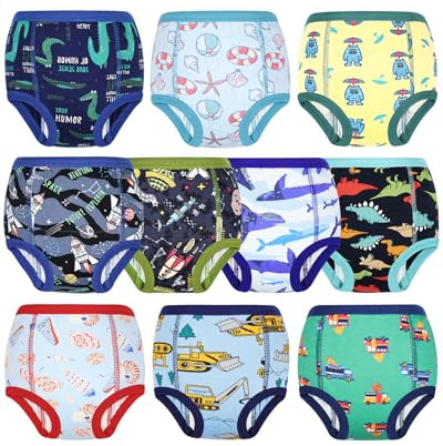 Culottes d Apprentissage Enfant Culotte Apprentissage Propreté Garcon Coton Slip Propreté Garcon,Noir,5 Ans,Lot de 10