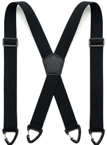 Bretelles Pantalon Homme Réglables Dos en X 4 Clip Métalliques Noir Travail | Élastique Robuste et Confortable pour Costume Mariage Bureau Jeans Salopette Tenue Décontractée et Usage Quotidien