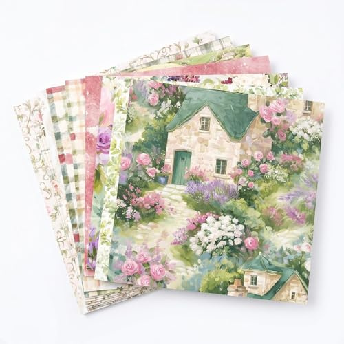 24 Sheets Floral Scrapbook Paper Pad 6x6 Inch Patterned Cardstock for Scrapbooking Supplies Decoupage Paper Sheets for Card Making DIY Crafts Journaling & Gift Wrapping Vintage Flower Design