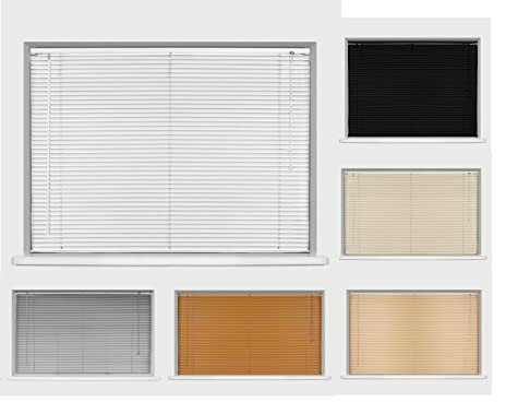 Ruby Deals PVC Window Venetian Blind Blinds Easy Fit Curtains Trimmable Fittings Windows Treatment Shutters Twist Open Close (White-PVC, W 45cm(17.7'') x H 213cm (83.8)