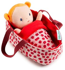 LILLIPUTIENS - Bébé Agathe avec couffin - Poupon en Tissu avec Accessoires - Stimule la motricité Fine, l’empathie et l’Imagination - Poupée réaliste 22cm éducative pour Enfants dès 12 Mois - 83133