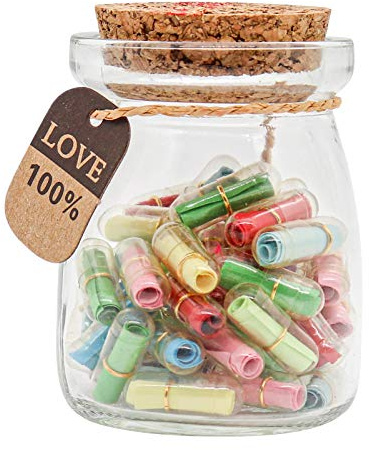 KBFUSHI Capsule Letters Message in a Bottle - Valentine’s Day Gifts for Girlfriend Boyfriend - Love Letter for Anniversary, Birthday,Valentines Day, Mothers Day (Mixed Color 50pcs)