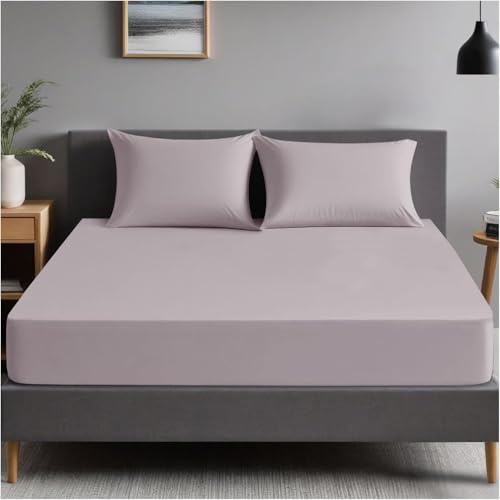 GC GAVENO CAVAILIA Premium Plain Dye Fitted Bed Sheet, Washable Bedding & Linen, Bobble Free Super Soft Bottom Sheet, Grey, 4Ft Diamond, 708148