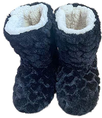 Chaussons hauts chauds pour homme et femme - Bottes d'hiver en peluche - Unisexe - Chaussons d'hiver douillets et chauds - Antidérapants et confortables - Pour l'intérieur et l'extérieur, Noir , 38/40