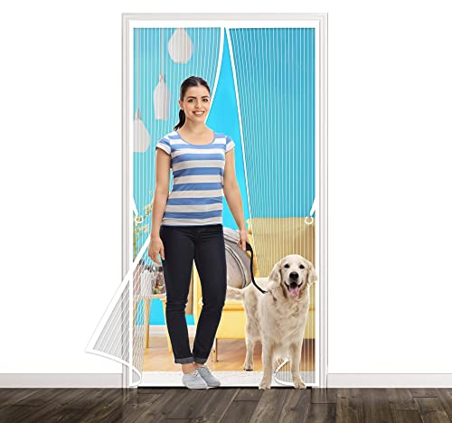 Zanzariera Magnetica per Porte Finestra 205 x 240 cm, Zanzariere con Calamita Tenda Porta, Anti Zanzare Insetti per Porta Finestra Balcone Soggiorno, Bianco
