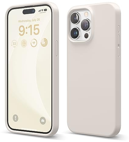 elago Liquid Silicone Case Compatible with iPhone 15 Pro Max Case, Premium Silicone, Full Body Protective Cover [4 Layer Shockproof Structure], Anti-Scratch Soft Microfiber Lining (Stone)