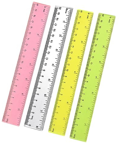 Jitnga 4 Pezzi Righello Di Plastica 20.5 Cm 4 Colori Righelli Trasparenti Righello Per La Scuola Aula Bambini E Adulti