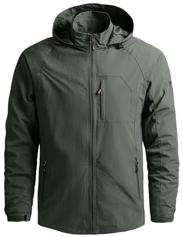 OlyljpinZ Giacca Softshell da Uomo Giacca da Esterno Antivento Casual Sportivo Leggero Giacca a Vento Giubbotto da Trekking Montagna impermeabile con cappuccio staccabile