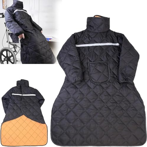 MASKIS Windproof Winter Wheelchair Warm Blanket, Full Body Warm Blanket, Wearable Wheelchair Cosy Cover with Sleeves Rain Cover for Wheelchair Users, Adult Size