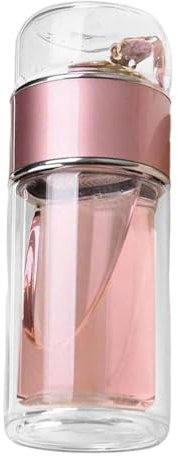 JIEBWCHA Bouteille infuseur à thé, double bouteille en verre, 450 ml, bouteille d'eau en verre à double paroi avec infuseur à thé, double paroi en verre résistant aux hautes températures, anti-fuite