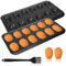 PCXWTLN 2 Pack Madeleine Trays with Silicone Brush, 12-Cup Nonstick Carbon Steel Shell Cake Moulds, Heavy Duty Muffin & Cupcake Baking Mould for Oven, French Style Bakeware for Cookies & Pastries