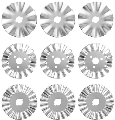 Bestgle 9 cuchillas giratorias onduladas de 45 mm, repuesto de acero ondulado, borde decorativo, cuchillas de repuesto para tela, manualidades, acolchado, álbumes de recortes, herramienta de costura