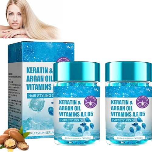 Capsule di siero per capelli, capsule idratanti e per il trattamento alla cheratina con olio di avocado/jojoba/argan, per capelli crespi, secchi e danneggiati