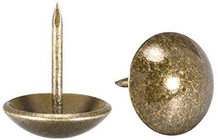 sourcing map Tapicería Clavos Tachuelas 16mm Diámetro 20mm Altura Antiguo Redondo Pulgar Empuje Pasadores Bronce Tono para Muebles Sofá Cabeceros, 50 Piezas
