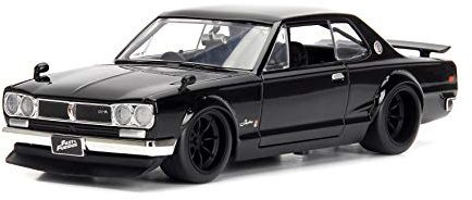 Jada Toys Fast & Furious Brian's Nissan Skyline 2000 GT-R (C10) 1971, Auto, Spielzeugauto aus Die-cast, öffnende Türen, Kofferraum & Motorhaube, Maßstab 1:24, schwarz