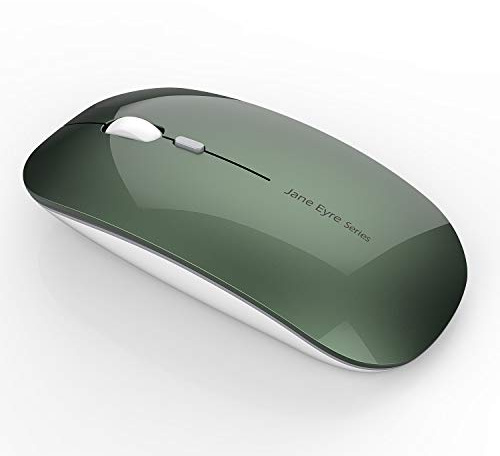 Uiosmuph Q5 trådlös uppladdningsbar mus, trådlös 2.4G mus med ljuddämpare, ultratunn, 1600 dpi justerbar för bärbar dator/Laptop/MacBook/Android/PC/Mac(grön) | 2.4G Optisk, 3 nivåer (1000-1200-1600DPI), batteriindikator, USB-C-adapter, dubbelriktad, kompakt, PC/bärbar dator/MacBook