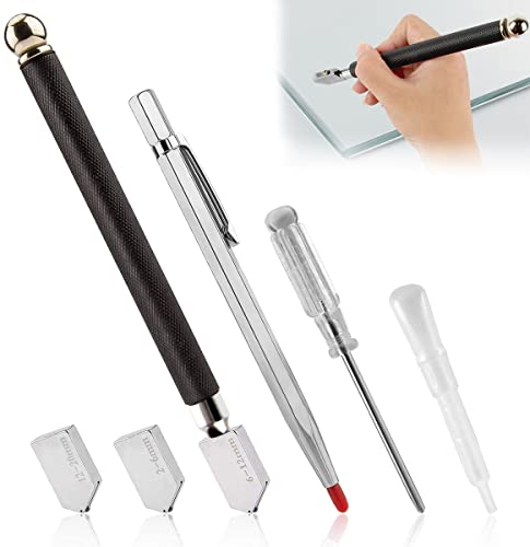 Cortavidrios, XiXiRan Cortador de Cristal Profesional, Cortador de Vidrio con Mango Metal, Cortador de Vidrio de Carburo, para Cortar Vidrio, Azulejos y Espejos de 2-20 mm de Espesor