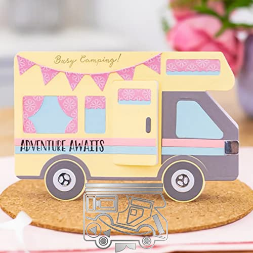 Campingbil matriser för kortframställning prägling stencil stansningsmall formar konst hantverk scrapbooking tillbehör metallstansning för pappershantverk klippbok fotoalbum dekor