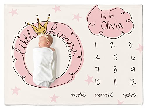 Coperta personalizzabile per bambini con piccolo motivo con principessa, per neonati e neonate