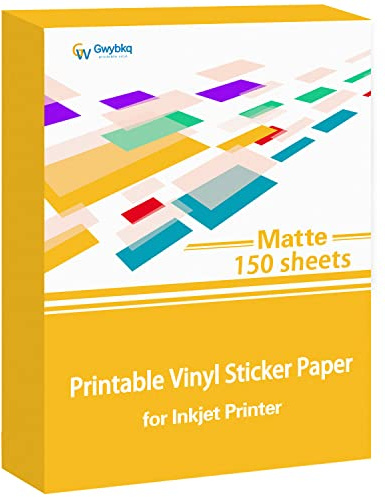 Gwybkq Premium Printable Vinyl for Inkjet Printer 150 Matte Sticker Papers 8.5’’x11’’ Waterproof White Labels Decal Paper for Cricut