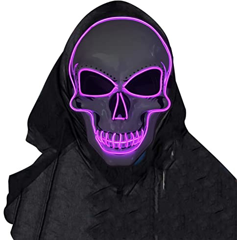 SOUTHSKY LED Maschera Cranio Faccia Maschera Luminosa Maschera Notte Luce Neon EL Light Up for Halloween Costume Cosplay Party