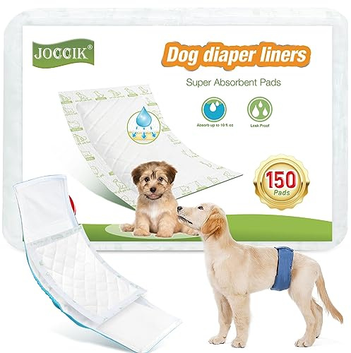 Dog Diaper Liners 100ct Super Soft and Absorbent Dog Diaper Booster Pads for Male Dog Belly Bands or Female Dog Diapers (Long, 100pcs)