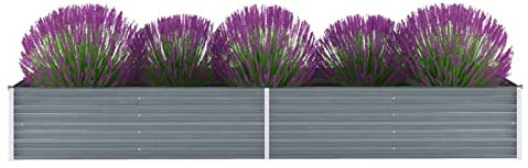 Festnight Hochbeet Metall 320x80x45 cm Grau Hochbeete für Garten Pflanzkübel Verzinkt Stahl Balkon Terrasse Pflanzkasten Blumenkasten Draußen Blumenbeet Gemüsebeet Kräuterbeet