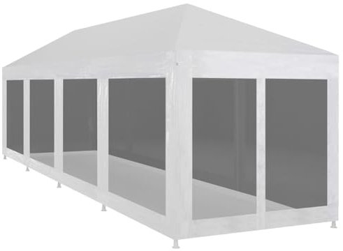 Gecheer Festtält med 10 väggar i nät 12 x 3 m, utomhuslusthus, solskydd, pergola-lusthus med duk, trädgårdspaviljong, festtält, BBQ lusthus, A45112