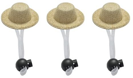 3Pcs Chicken Hats for Hen, Small Pet Straw Hat for Real Chickens 2.3 Inch Mini Hamster Pet Chicken Hat Helmet with Adjustable Elastic Strap Funny Tiny Hat for Chicken Parrot Bird Lizard, LXLVOUEG
