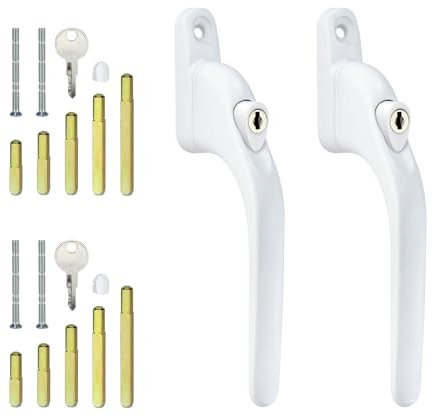 2Pcs Window Handles with Multi-Spindle, Window Locks Kit Double Glazing Window Handle Replacement, Universal Inline Locking Handles for UPVC Windows