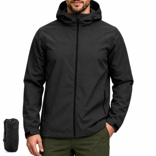PYALT Veste de pluie pour homme Imperméable Vestes d'extérieur pour homme Veste légère de loisirs Respirante Vélo Veste de pluie avec capuche