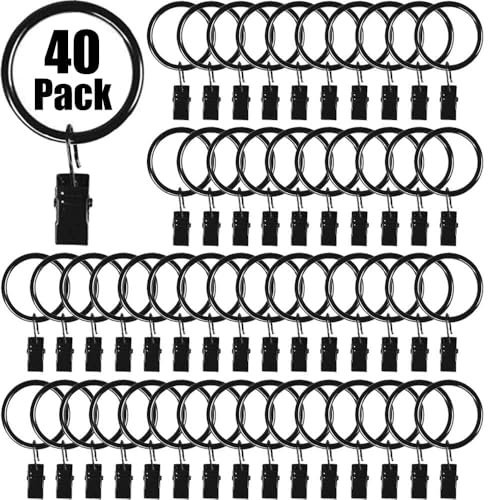40 Stück Vorhangringe Metall Gardinenringe mit Clips