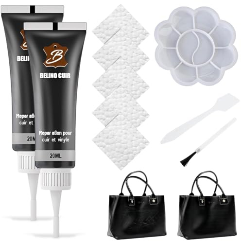 2 Pezzi Kit Riparazione Pelle, Riparazione Pelle, Kit Riparazione Pelle Divano, Crema per la Riparazione della Pelle, per Riparazione di Graffi e Crepe, per Scarpe, Borse, Giacche, Mobili, Auto (Nero)