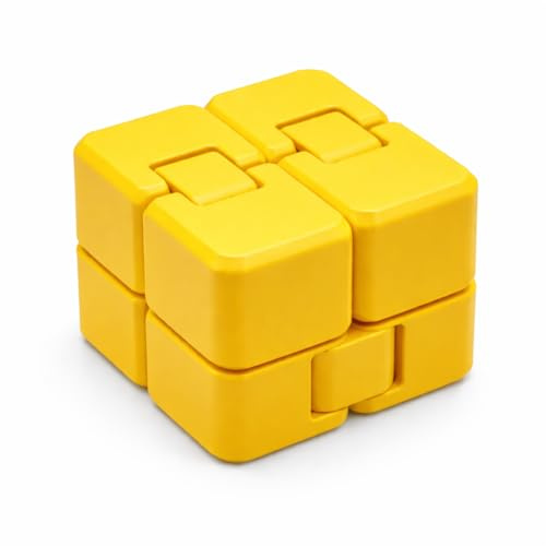 FOLDIXA Faltbarer Fidget Würfel – Anti Stress Spielzeug für Erwachsene & Kinder – Leise, Endlos faltbar, Stabiler Cube – 3D Druck Premium Qualität – Desk Toy gegen Stress & Konzentration (Gelb)