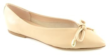 Generico Ballerina in Pelle Liscia Cipria, Punta Affusolata con Fiocco, Suola in Gomma, Taglia 36, Leggera ed Elegante