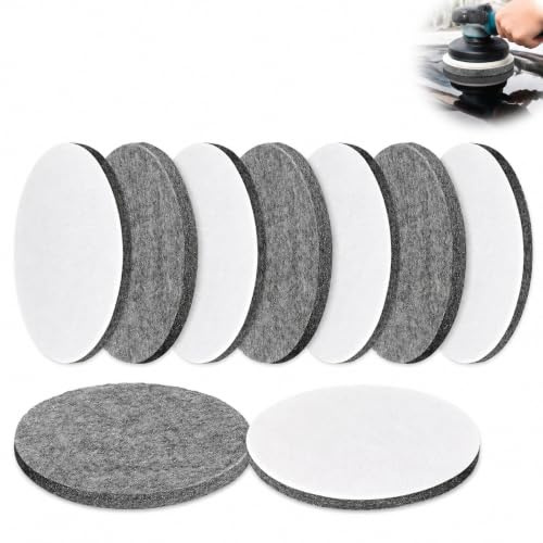 DONFORTLY 8 Discos de Pulido en Fieltro de 125 mm con Cierre de Velcro – Ideal para Lijadoras Excéntricas, Pulido Profesional de Vidrio y Automóviles