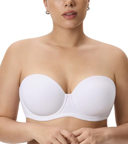 DELIMIRA Plusstorlekar axelbandslösa behåar för kvinnor | Lightly Padded ,Full Coverage, Underwire, for Large Breasts, Multiway Bra