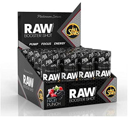 All Stars Raw Intensity Booster Shot Fruit Punch,Pre-Workout Shots mit Aminosäuren & Koffein, BCAA Energy Ampullen fettarm & zuckerarm,Fitness Drink flüssig & verzehrfertig, 60 ml,16Stück(1er Pack)