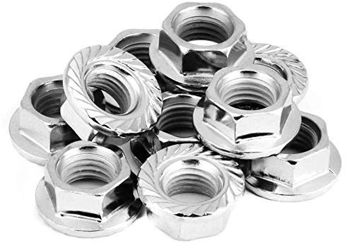 10 Pièces M10 x 1.25 Écrous à Bride, Filetage Fin, Hexagonaux, Attache avec Coussin, Pour Appareils Électriques, Équipement de Communication, Assemblage de Navire