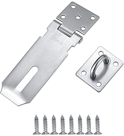 Candado Cerrojo,1pcs Acero Inoxidable Cerrojo Puerta Pestillo Puerta Cerradura Puerta Cerradura Seguridad(4 Inch plata)