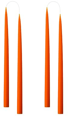Kunstindustrien® Stabkerzen, Hergestellt in Dänemark, 42 Farben verfügbar, Tafelkerzen, Durchgefärbte Kerzen lange Brenndauer von 15 Stunden, Kerzen Set Geschenk, 4 Stück, 2,2 x 35 cm (Orange)