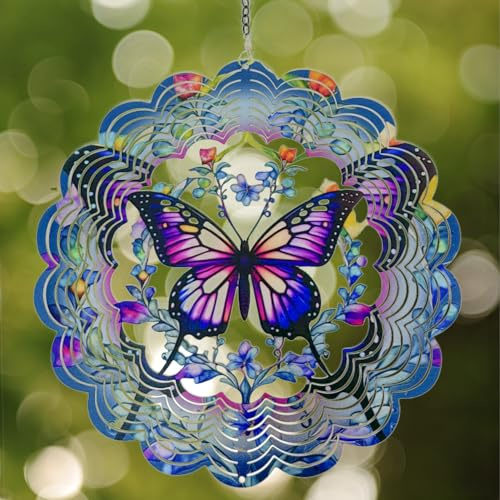 Wind Spinners Outdoor Butterfly for Mom, Birthday Gifts for Women, Butterflies Hanging 12 inch 3D Wind Sculptures for Garden Decor for Outside, Patio, Yard, Outdoor