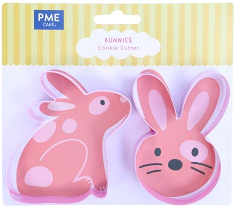 PME EA24SCB021 Set di 2 Tagliabiscotti di Pasqua-Coniglietti, Plastic, Multicolore