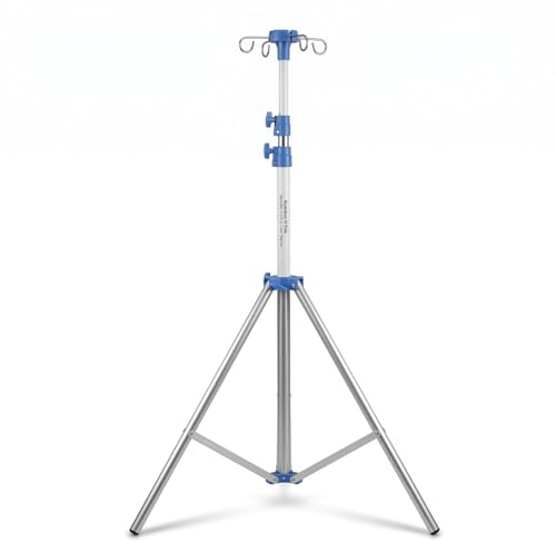 IV Pole Stand, Multifunctional Durable Metal Stable Base Portable IV Drip Bag Stand for Hospital (White)