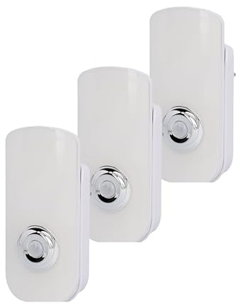 UNITEC LED-Nachtlicht mit Bewegungsmelder und Dämmerungssensor und integriertem Akku und Taschenlampen-Funktion, 3 Stück, Weiß