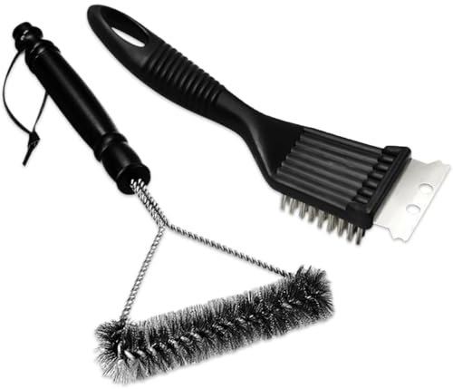 SIGANDG 2 Piezas Cepillo para Barbacoa, Barbacoa Cepillo, Cepillo para Limpiar Barbacoas, Cepillo de Parrilla 3 En 1 BBQ Grill, Limpia eficazmente Todo Tipo de Parrillas