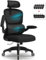 Aiidoits Bürostuhl, Bürostuhl Ergonomisch mit Verstellbarer Kopfstütze, Lendenwirbelstütze und Klappbaren Armlehnen, Chefsessel Bürostuhl 150 kg, Ergonomischer Bürostuhl Wippfunktion bis 135°