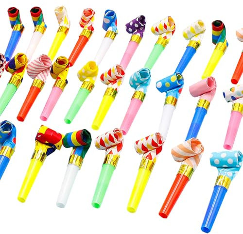 Lufdegim 25 Pieces Sifflet de Fête Couleur, Fête Accessoires Jouet de Sifflet Trompette Multicolore Souffleur pour Anniversaire, Halloween, Célébration, Parties, Mariage, Couleur Aléatoire