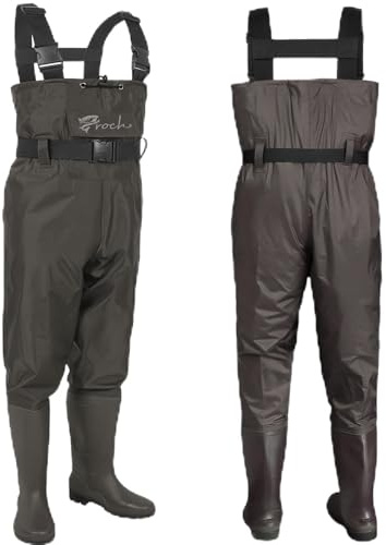 Mens Womens Waterproof Brown Waders with Wellington Boots - Ideal for Fishing and Outdoor Activities, brown, 44 W